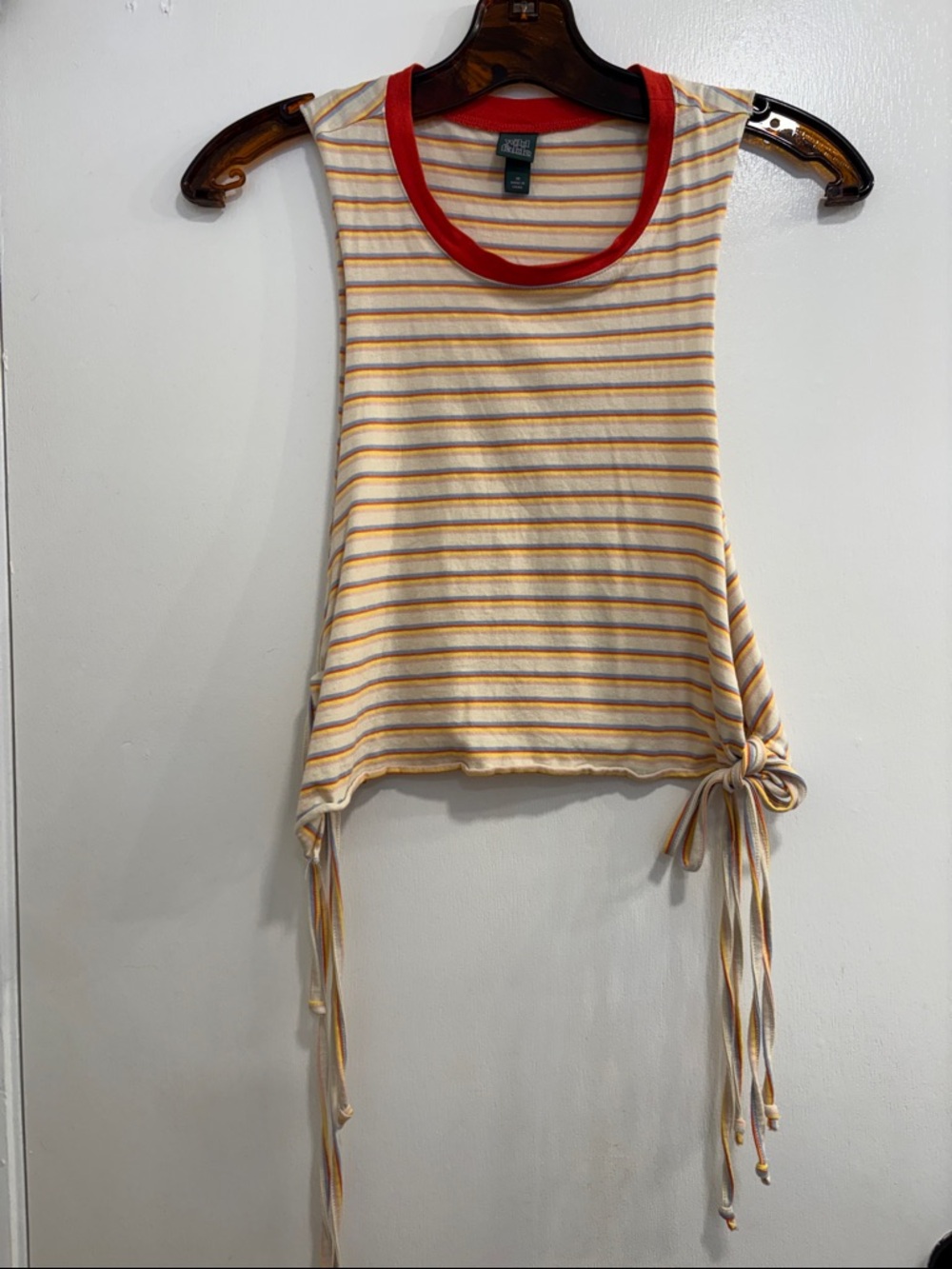 NWOT wild fable Cream, Red, Yellow & Blue Striped Tank with Red Neckline